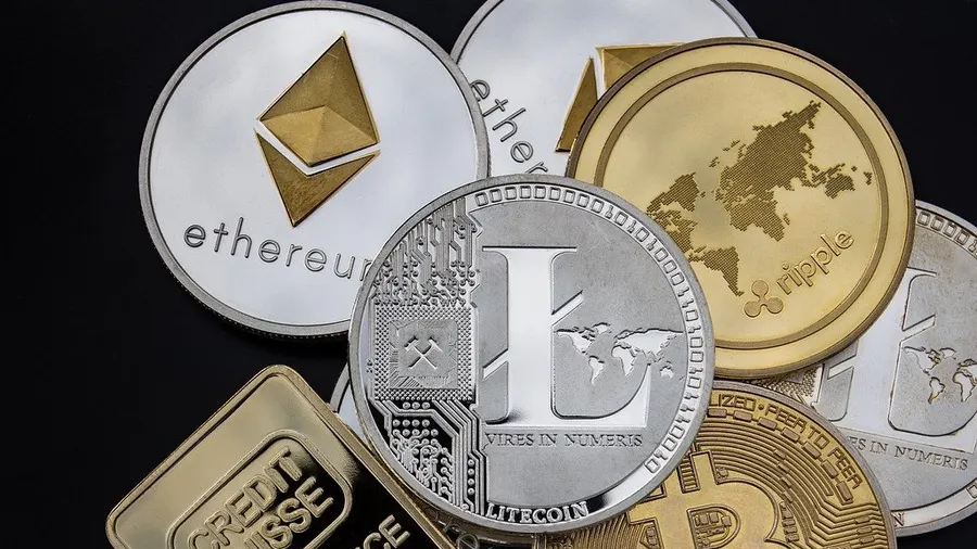 different bitcoins with black background